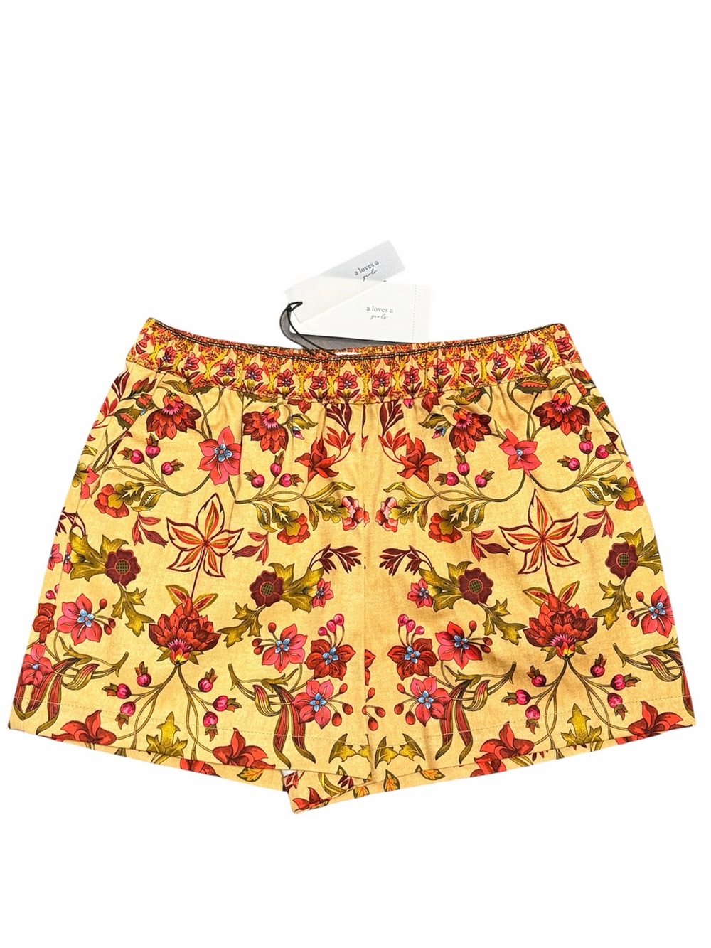 Girls A Loves A Floral Elastic Waist Shorts - Yellow NWT Medium